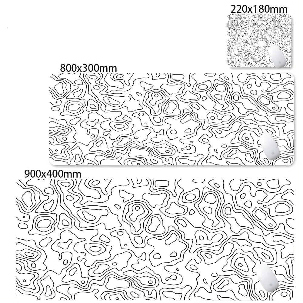Large Abstract Desk Mat with Stitched Edges