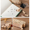 Vintage Wooden Rubber Stamp Set with Ink Pad