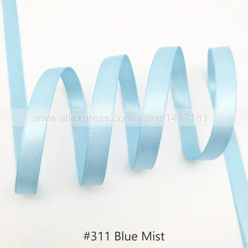 Light blue satin ribbon in a wavy shape