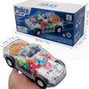 Voiture de Police Transparente avec Engrenages, Lumières et Musique