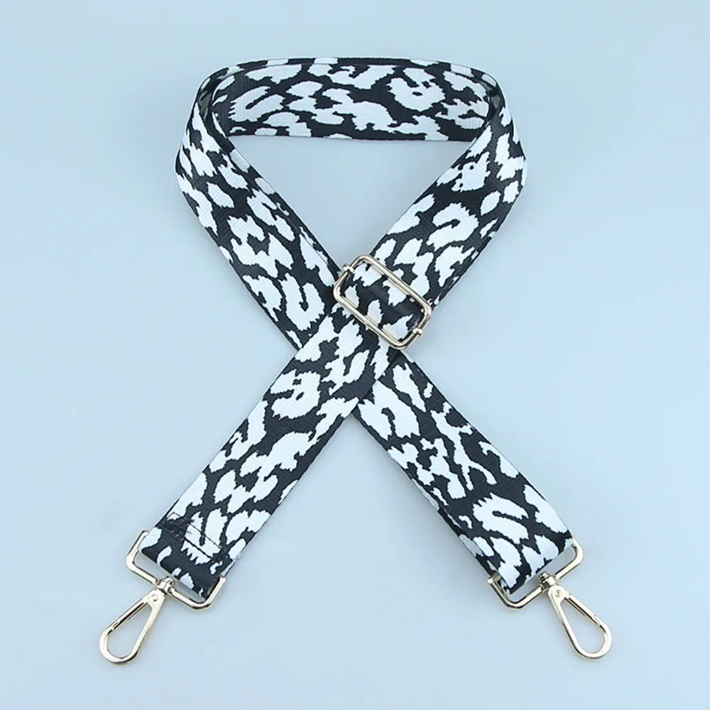 Adjustable Nylon Crossbody Bag Strap with Embroidered Detail