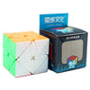 A box and a cube of the Meilong Alien Speed Cube puzzle in various colors.