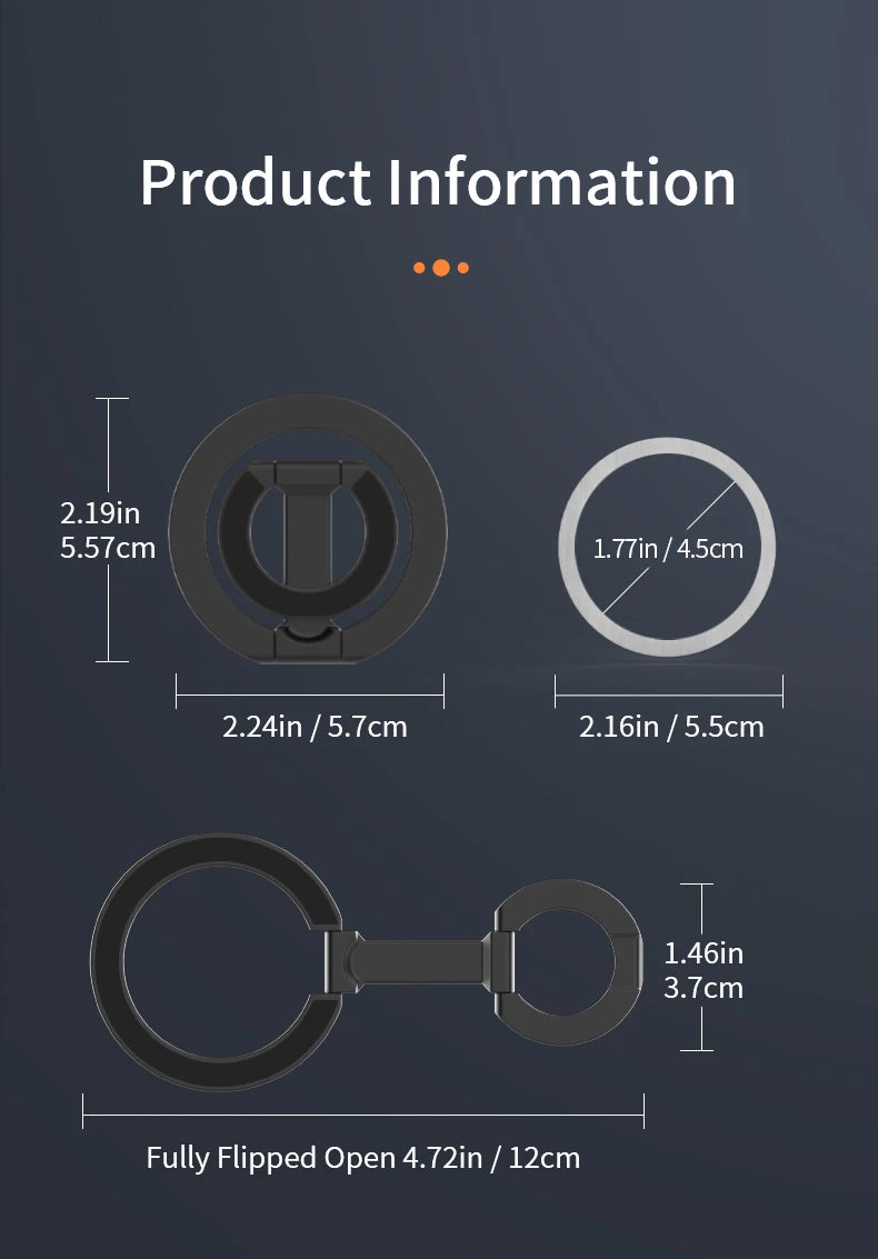 Double-Sided Magnetic Phone Ring Holder and Stand