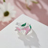 Floral Butterfly Rhinestone Ring — Romantic Adjustable Design