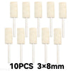 Ten pieces of light beige wool felt polishing wheels with 3x8mm metal shafts.