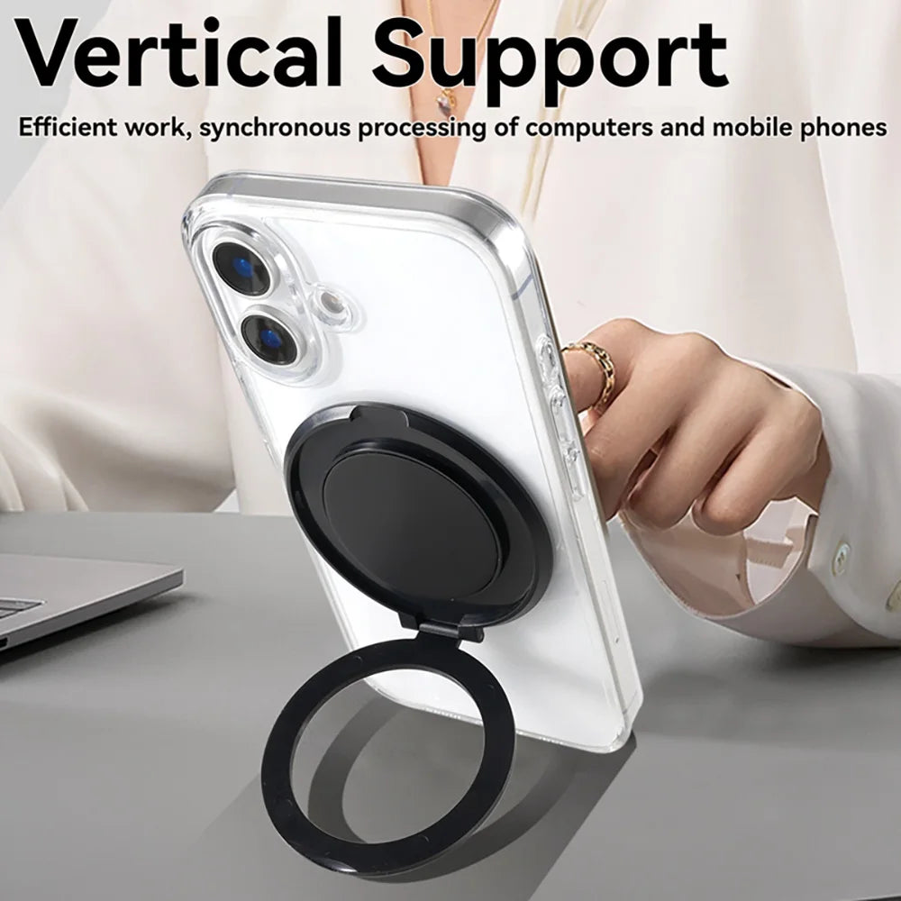 360° Rotatable Phone Ring Kickstand – Foldable Grip & Desktop Stand