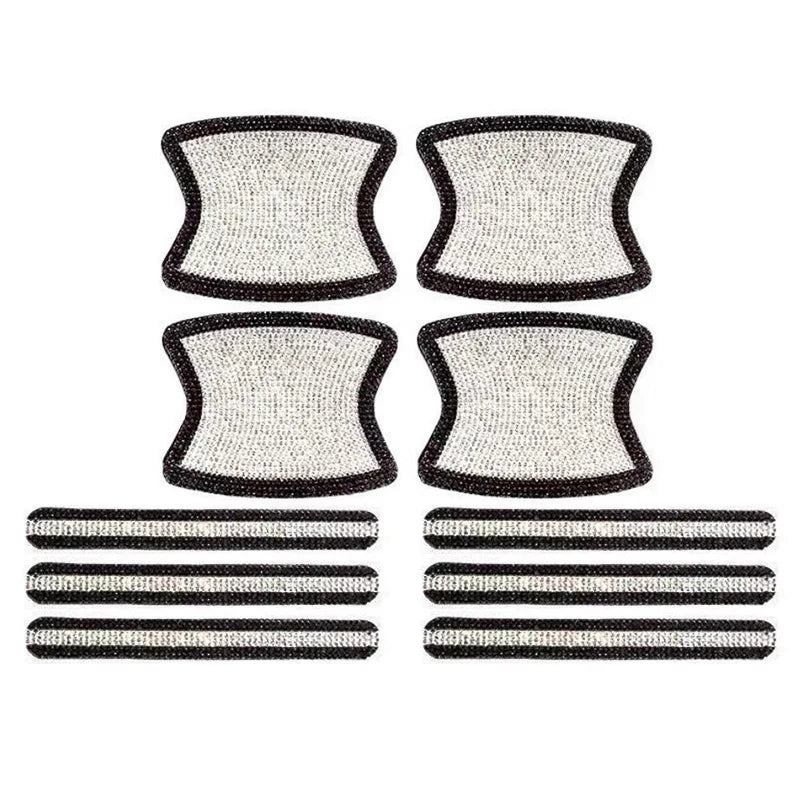 Set of black and silver scratch protection stickers for car door handles