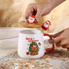 Taza de café de cerámica con tapa y cuchara
