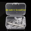 Clear plastic case containing 20 nose pads and a screwdriver for glasses repair