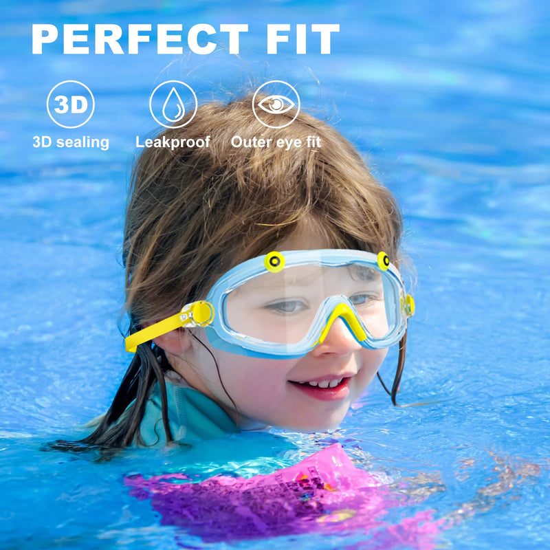 Panorama-Schwimmbrille für Kinder mit Ohrstöpseln