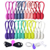 Three packs of magnetic silicone cable ties in various colors and a pair of white silicone cable ties.