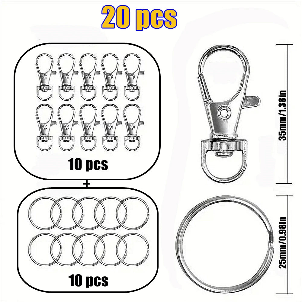 Silver Swivel Snap Hooks with Key Rings (20-Pack)