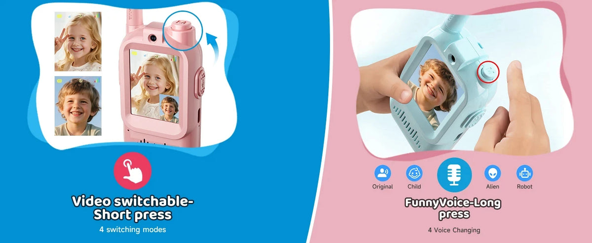 Kids Video Walkie-Talkies with Screen, Two-Way Communication