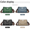 A display of five vintage genuine leather women's shoulder bags in green, blue, black, and khaki colors.