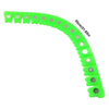 A bright lime green magnetic dry grinding protective strip, curved and showing small silver studs.