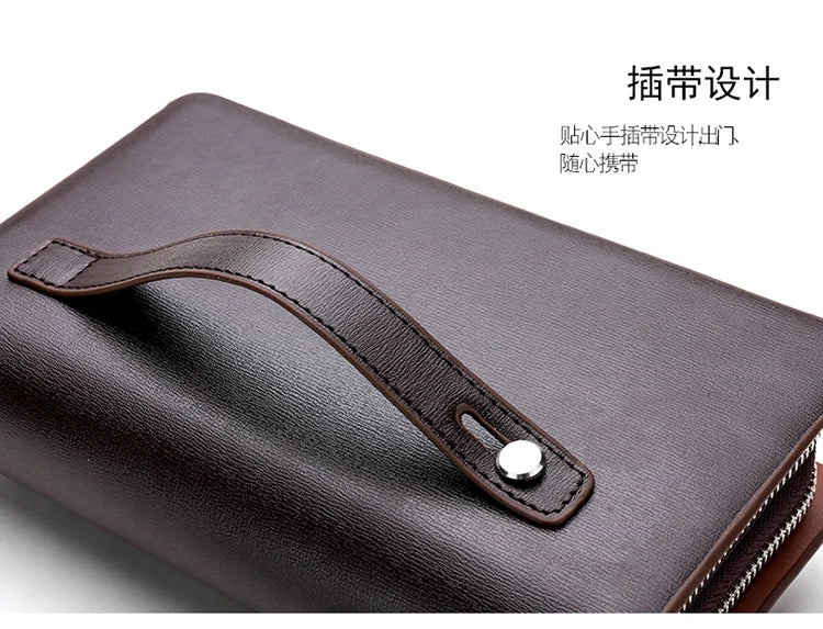Men's Leather Clutch Wallet with Phone Pocket