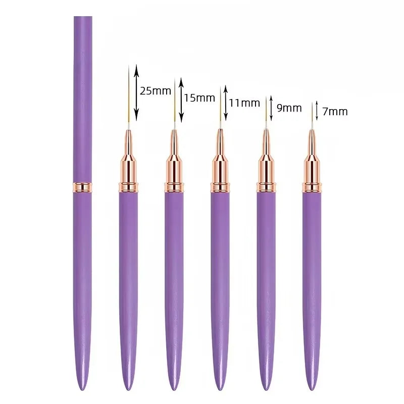 Kit de pinceaux professionnel pour l'art du nail art (5-en-1)