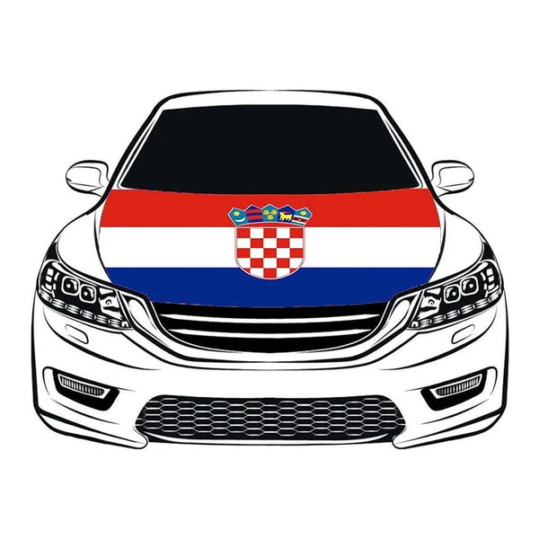 Custom Car Hood Flag with Wooden Pole