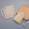 Set of 3 Natural Cotton Soap Saver Bags with Drawstring