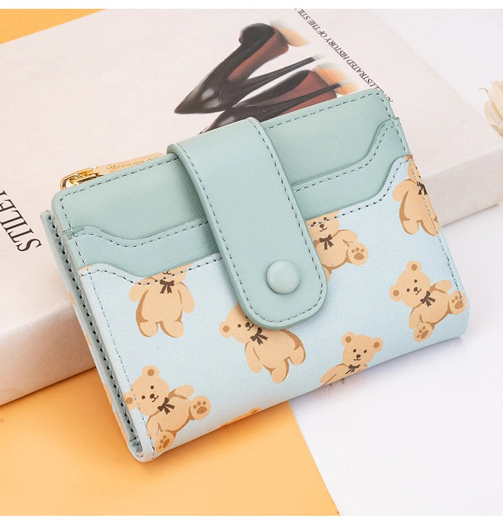 Compact PU Leather Wallet for Women with Card Slots and Coin Pocket