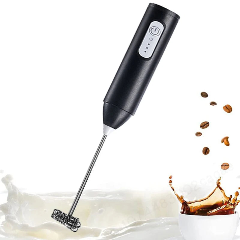Wireless USB-C Milk Frother & Handheld Blender – Stainless Steel