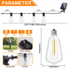A set of 15 E12 bulbs on a solar string light with a remote control and various power options.