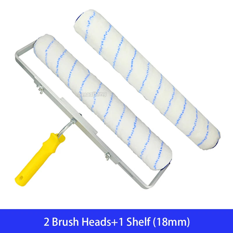 Two white paint brush heads and one shelf for an 18mm paint roller with an aluminum alloy handle