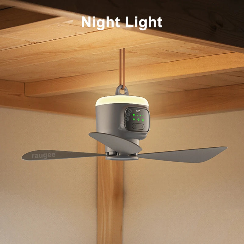 Portable Ceiling Fan with Remote and LED Light