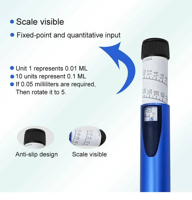 Reusable Metal Injection Pen - Adjustable Dosage 0-60 IU with Carrying Case
