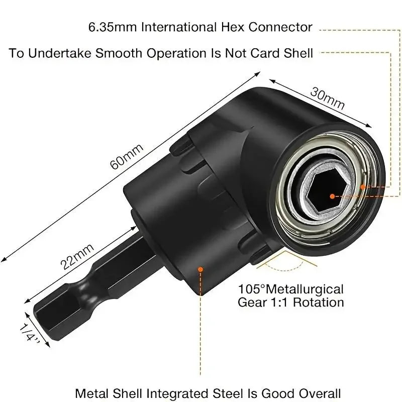 Right-Angle Drill Bit Adapter Set with Universal Sockets