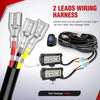 A wiring harness kit for connecting a light bar, featuring 2 leads and an LED strobe light.