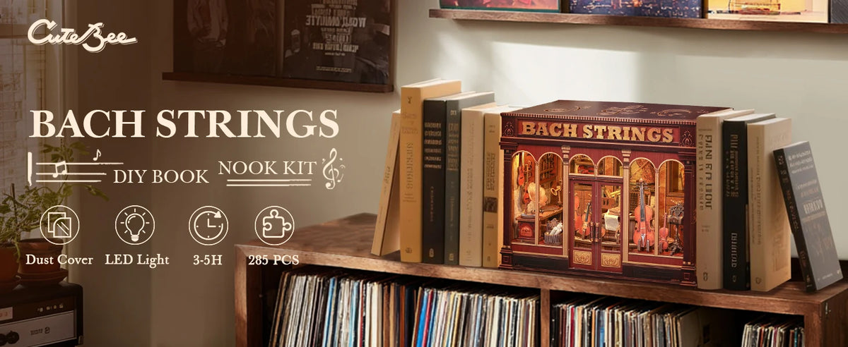 Book Nook DIY Wooden Miniature Kit with LED Lighting