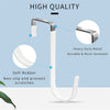 A close-up view of a white heavy duty metal over-the-door hook with a soft rubber coating, highlighting its durability and no