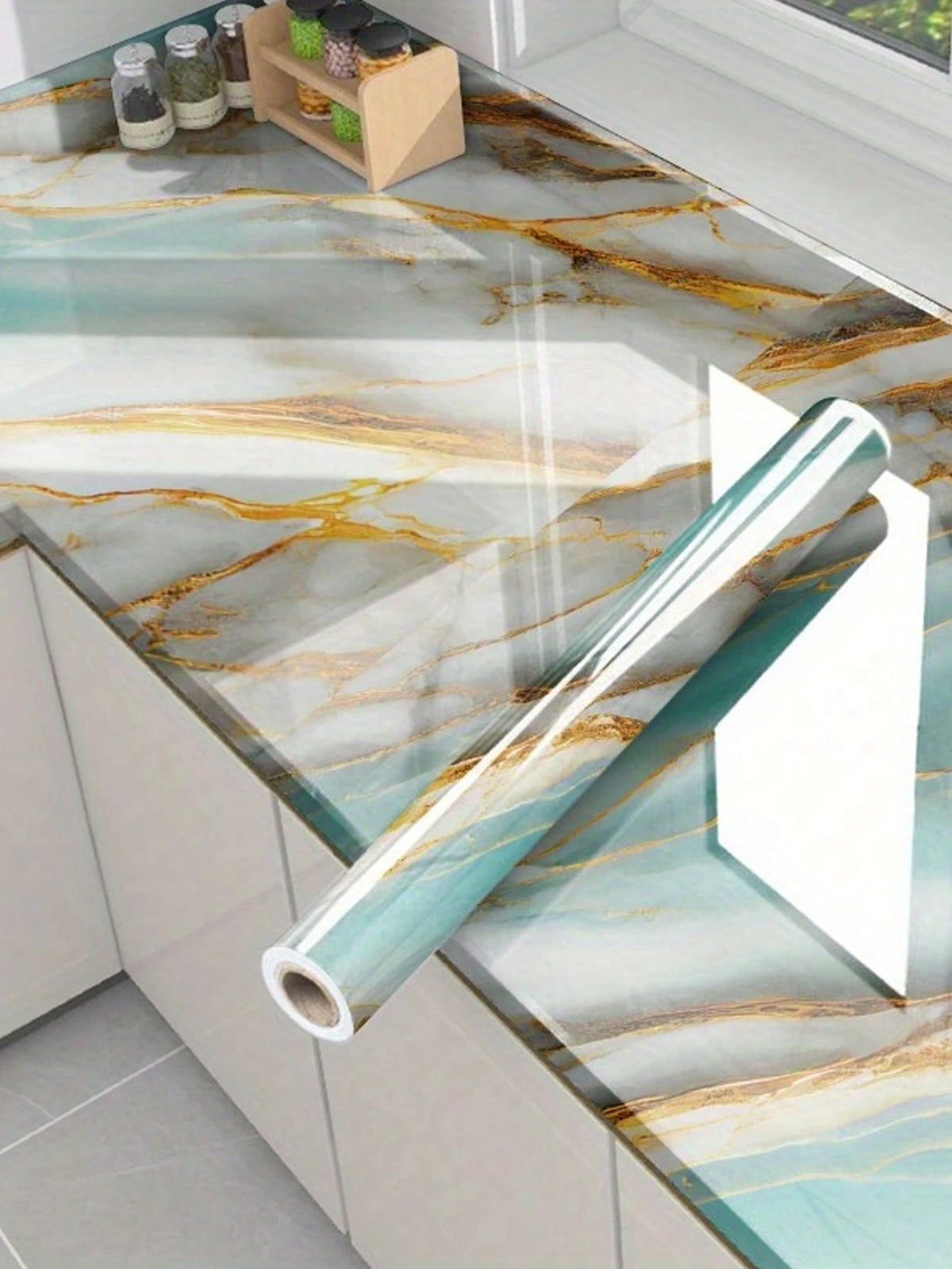 Marble Peel-and-Stick Waterproof Wallpaper for Kitchen & Bathroom