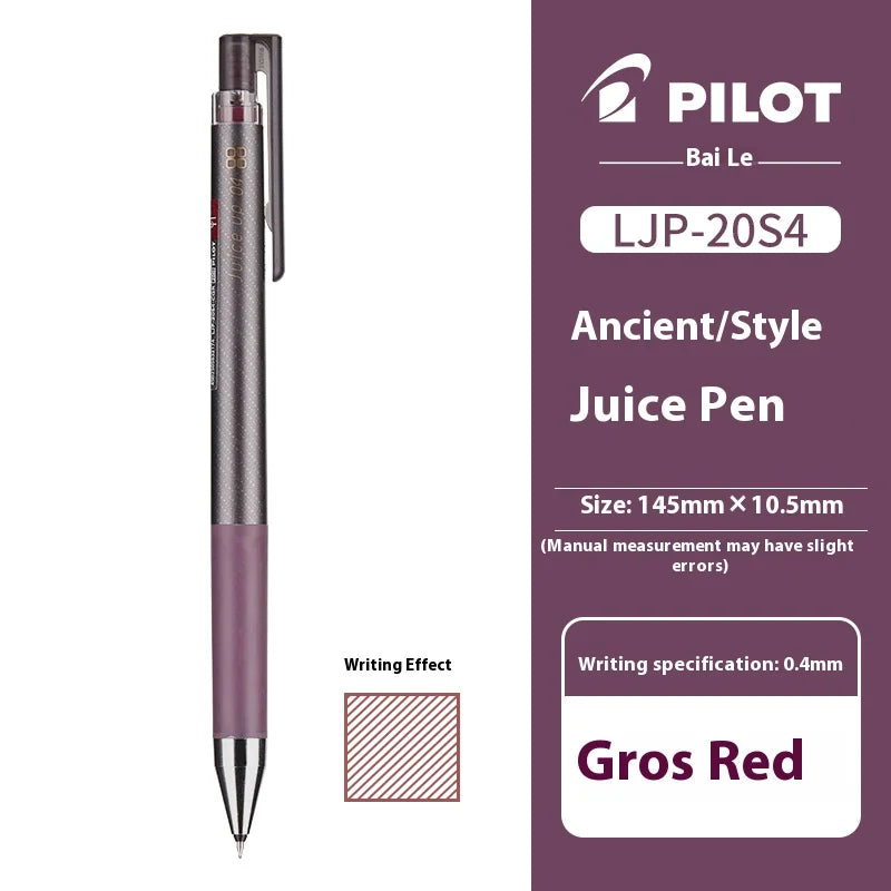 Lila Pilot LJP-20S4 Saftstift mit silbernem Verschluss und goldener Schreibspitze.