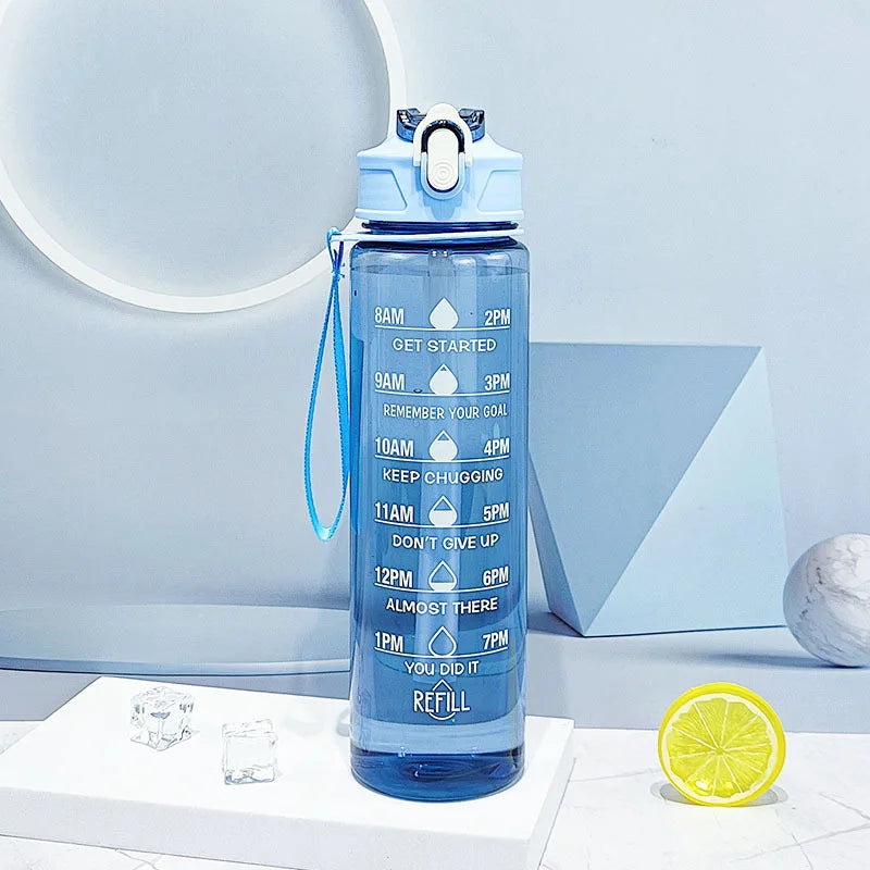 Motivational Time-Marker Water Bottle with Straw