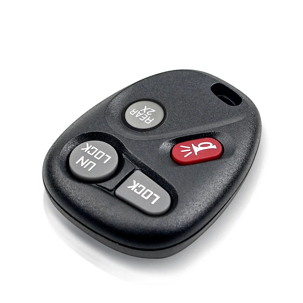 A black replacement remote car key fob with buttons for unlock and lock functions.