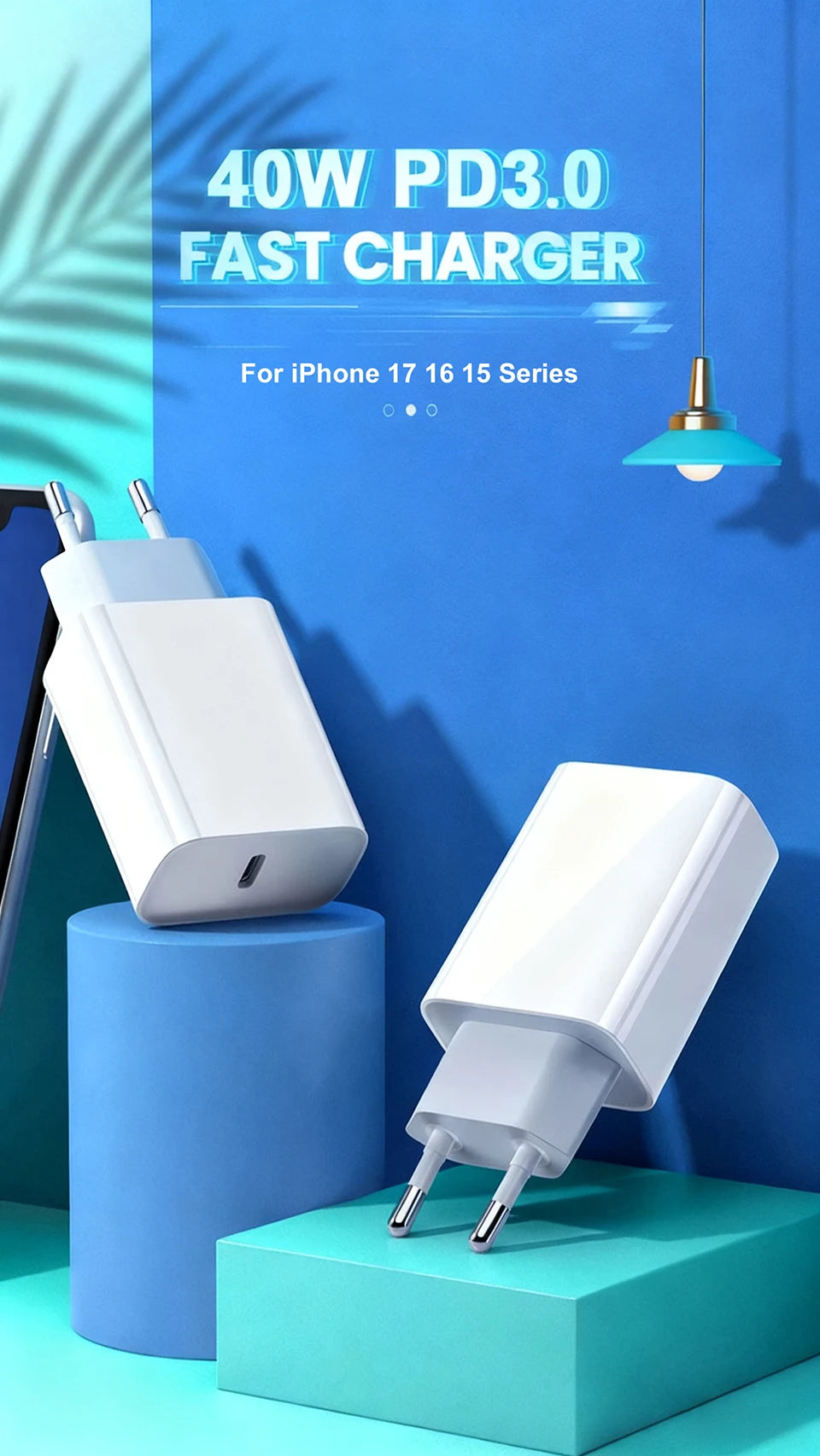 40W USB-C Fast Charger with PD & Quick Charge