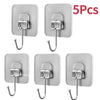 Five self-adhesive rotating wall hooks for storage in kitchen, bathroom, or entryway