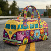 Vintage Sunflower Print Quilted Duffle Bag