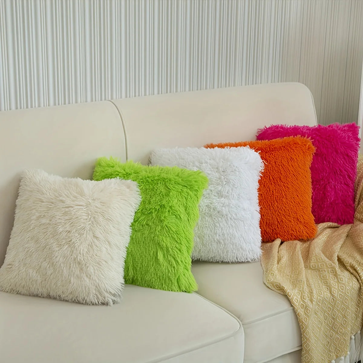 Luxury Faux Fur Throw Pillow Covers (Set of 2)