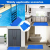 Blue non-slip swimming pool ladder mat shown in use beside a pool edge.