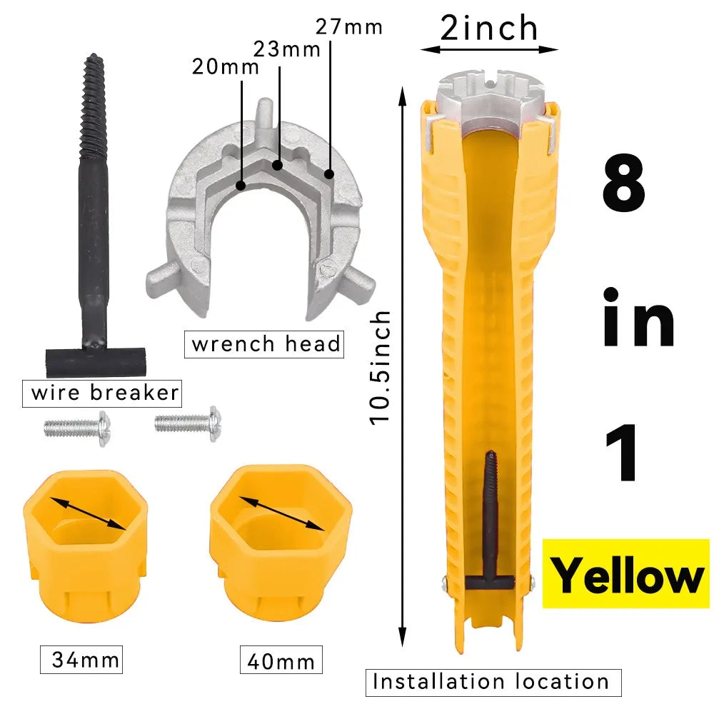 8-in-1 Multi-Function Plumbing Wrench Set for Faucets and Sinks