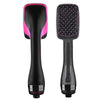 A black hot air brush dryer and styler with a pink accent, shown from the side.