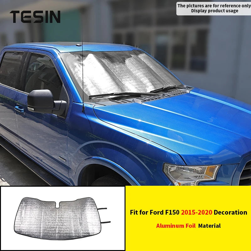 Ford F-150 Windshield Sun Shade - Heat Blocking Aluminum Foil Cover