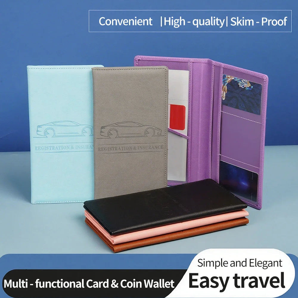 Car Registration & Insurance Card Holder – Leather Document Organizer for Glove Box