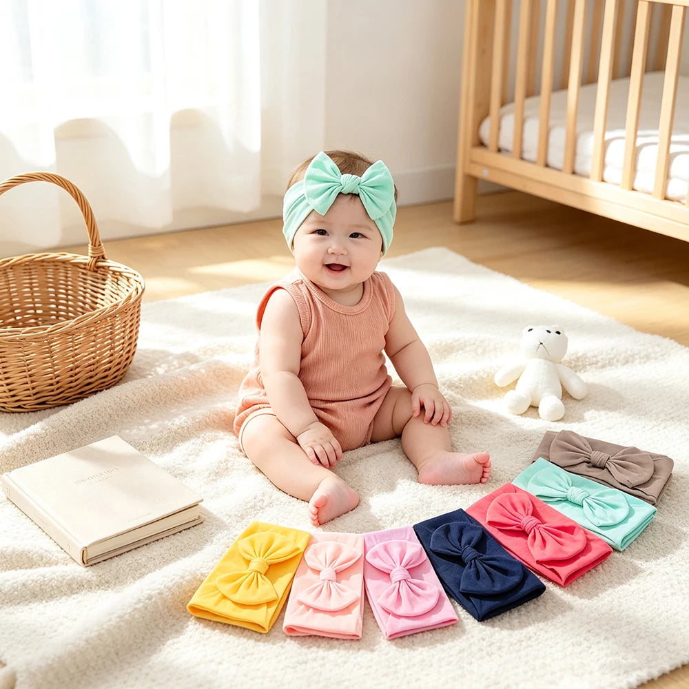 Baby Girl Bow Knit Headbands (Set of 10)