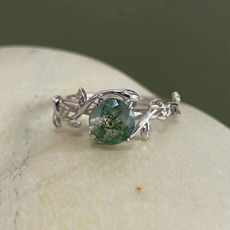 Sterling Silver Moss Agate Ring