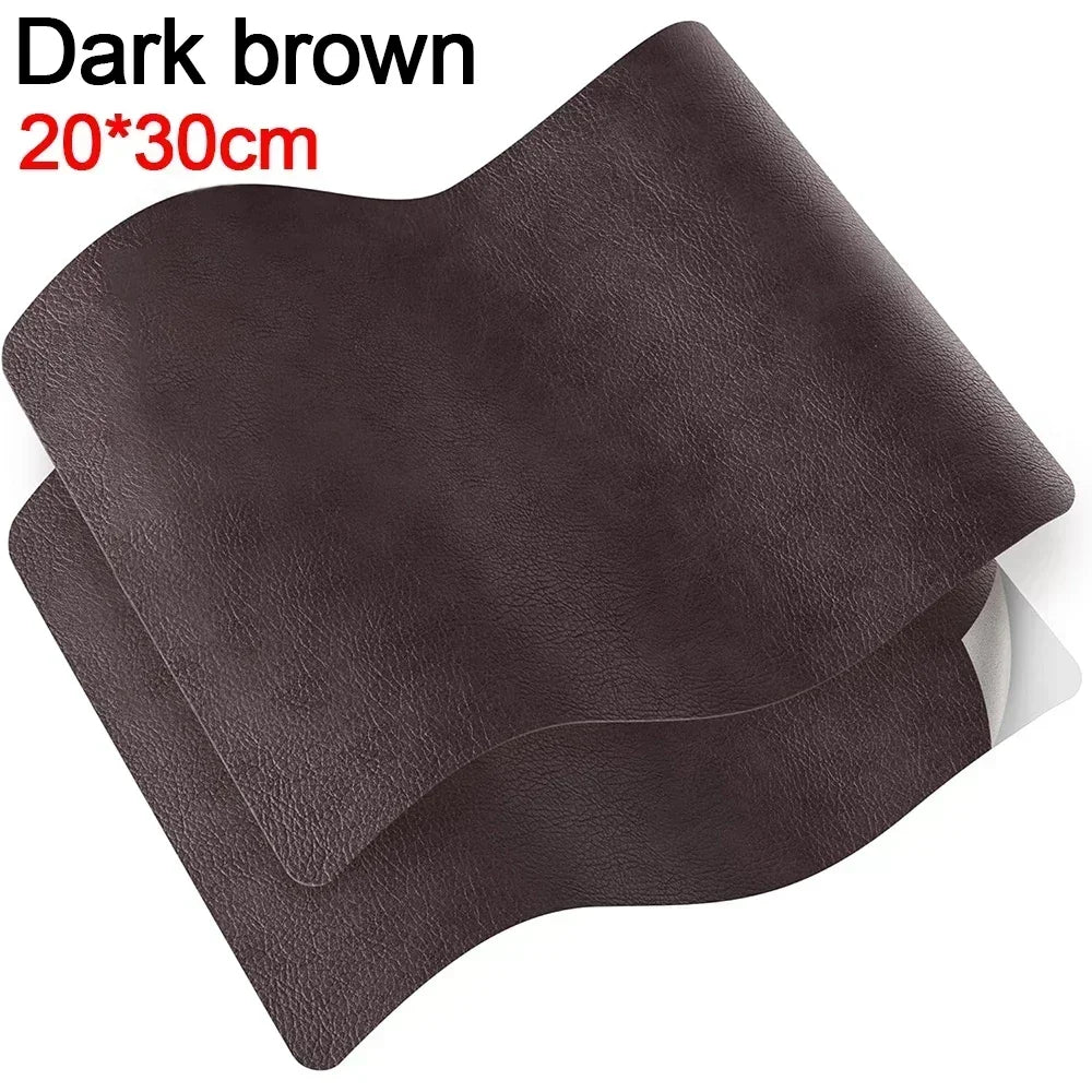 Dark brown self-adhesive leather repair tape measuring 20x30cm
