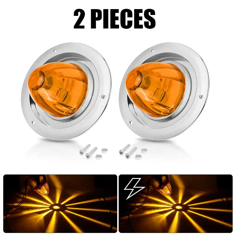 Two pieces of orange watermelon LED marker and turn signal lights for vehicles